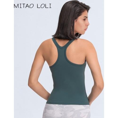 MITAO LOLI RACERBACK Naked Feel Training Gym Yoga Vest Sleeveless Shirts Women Bare Padded Slim Fit Workout Fitness Tank Tops
