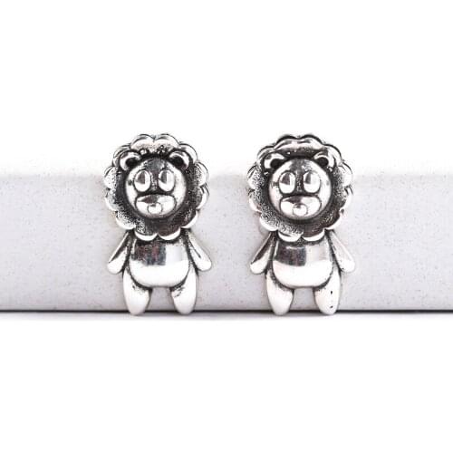 Ckysee 2020 Fashion 925 Silver Earrings Cute Little Lion Drop Erring For Women Design Vintage Style Hot Sale