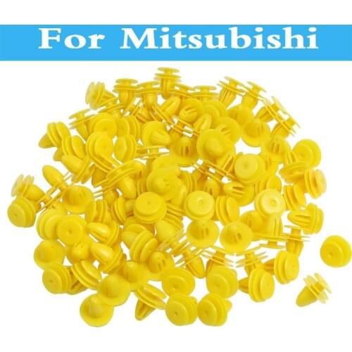 New 50pcs Plastic Fastener Car Door Rivets Clips Yellow For Mitsubishi Cargo Evolution Ralliart I-Miev Lancer Minica Galant I