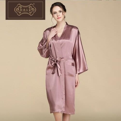 New HOT Style 100% Mulberry silk Pajamas lady Nightgown Home Clothes Nightdress new night Skirt Sleepshirts Lingerie night-robe