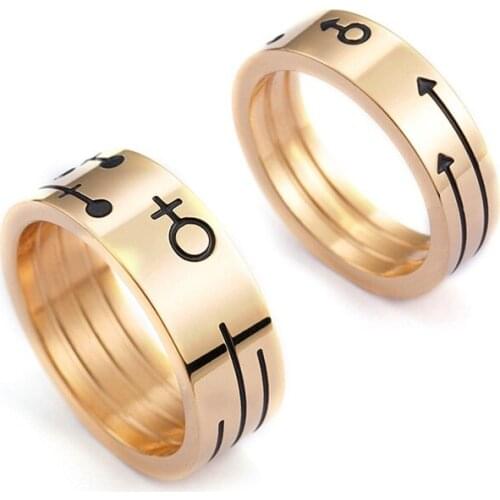 Titanium steel couple romantic ring men and women symbol sign couple ring