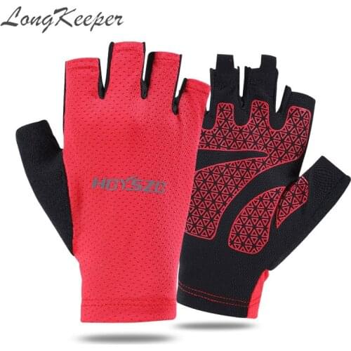 LongKeeper Summer Half Finger Gloves Men Fishing Breathable Silicone Anti-Slip Sports Gloves Male Women Fitness Mittens Luva