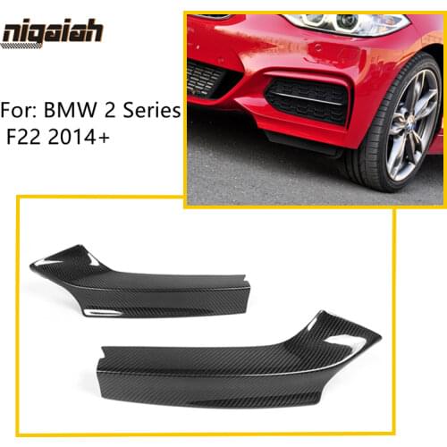 MP Style Front Wrap Angle Real Carbon Fiber Front Lip Splitters Front Bumper Apron Winglets For BMW 2 Series F22 M235i 2014-UP