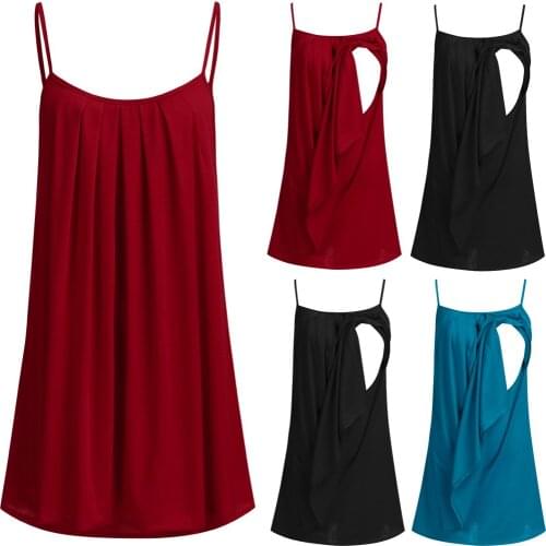 Women Pregnant Nursing Maternity Sleeveless Tops Straps Ruffles Solid Clothes Breastfeeding Shirt Lactation Tops For maternity