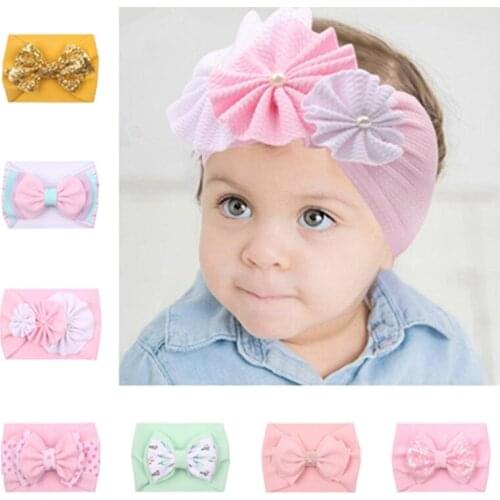 10pcs Summer Fashion Flower Headband For Girls Hair Bow Elastic Kids Turban New Arrival Hair Bands Head Wrap Hair Accessories