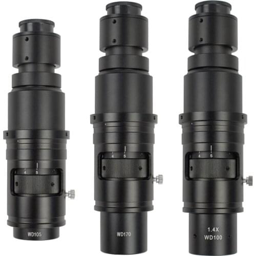 Industrial Video Monocular Microscope C-Mount Lens 90X 180X 300X Magnifier Continuous Zoom Full Focus for HDMI VGA USB Camera