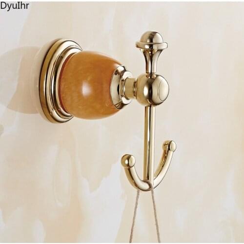 Retro minimalist bathroom wall-mounted stainless steel gold coat hook double hook hook punch installation bathroom accessories