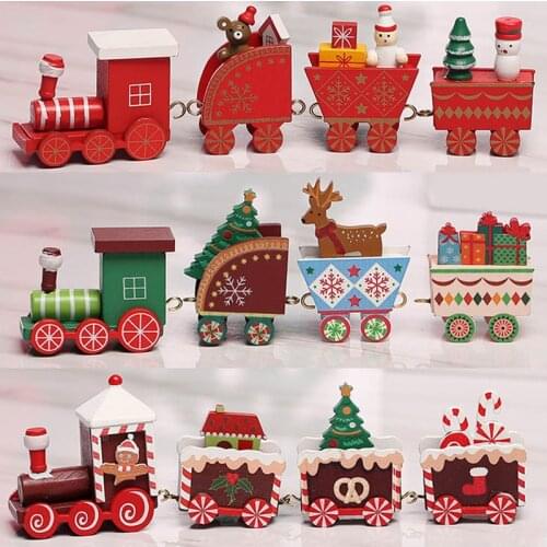 Christmas Wooden Train Christmas Decoration for Home Santa Claus Gifts Kids Toys New Year 2022 Decor Natal Navidad