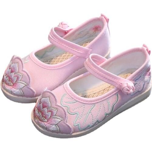 Spring and Summer New Old Beijing Childrens Cloth Shoes Ancient Style Girl Shoes Student Performance Fashion Flats Hot 26-36