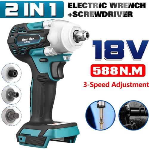 3 Speed Adjust Electric Wrench 800N.m DTW300 Impact Wrench Brushless Electric Screwdriver Drill Tool for 18V Makita Battery