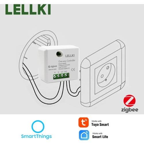 LELLKI ZigBee 3.0 Smart Light Switch Module DIY Breaker Remote Control Work With Tuya Alexa Google Home SmartThings Hue 10A