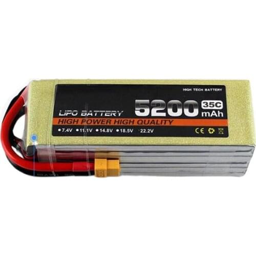 High rate battery 6s 35c 22.2v 5200mah drone battery aircraft li-poly battery 35C low resistance rechargeable fpv battery