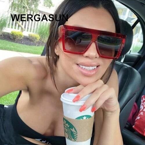WERGASUN New Oversized Square Sunglasses Women Luxury Brand Designer Gradient Men Sun Glasses Big Frame Vintage Eyewear UV400