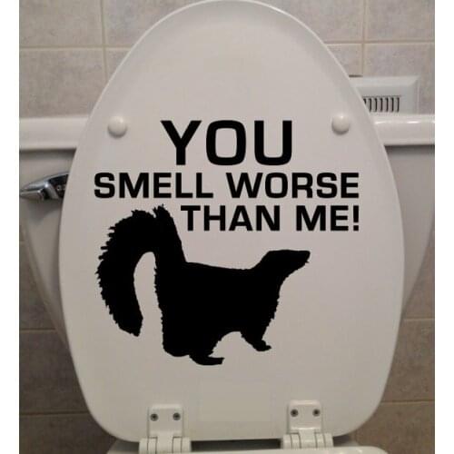 Funny Interesting Toilet Stickers Decals You Smell Worse Than Me Dog Toilet Seat Stickers Bathroom Vinyl Home Decor s-71