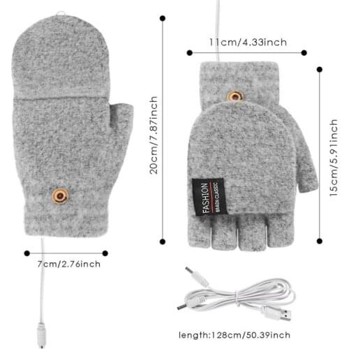 Winter Electric Heating Gloves Men Women Warm Full-finger Half-finger Knitted Cotton Gloves USB Heating Sports Hunting Gloves