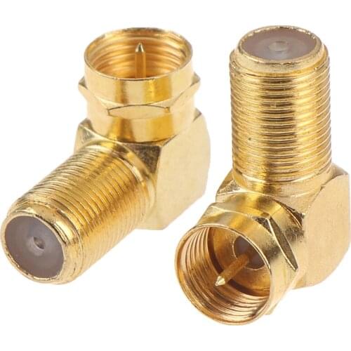 1PC Copper Gold plated F Male Plug to F Female Jack Right Angle Adapter 90 Degree Coax TV F Connector 1PC