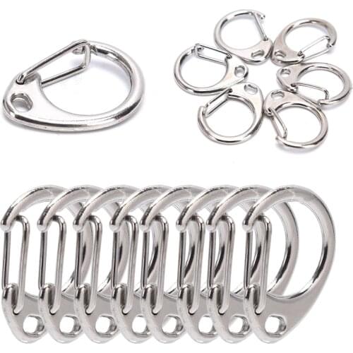 10Pcs DIY Polished Silver C Shape Split Ring Lobster Clasp Hook Charms For Necklace Bracelet Tassel Keychain Making 23mm