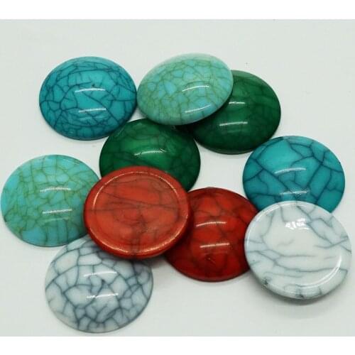 10PCS/lot Round 25mm Crack Style Flat Back Acryli Cabochons Cameo for Make Pendants Jewelry Bracelet Necklace Women Earring Ring