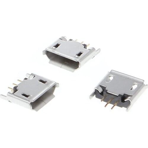 10 Pcs Micro USB Type B Female Socket 180 Degree 5-Pin SMD SMT Soldering Jack