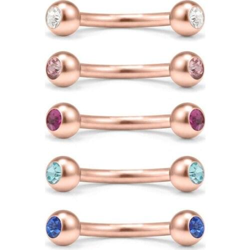 16G 1.4mm Curved Barbell CZ Inlaid Ball Eyebrow Piercing Tragus Daith Rook Conch Earring Belly Ring Piercing Jewelry 5/16