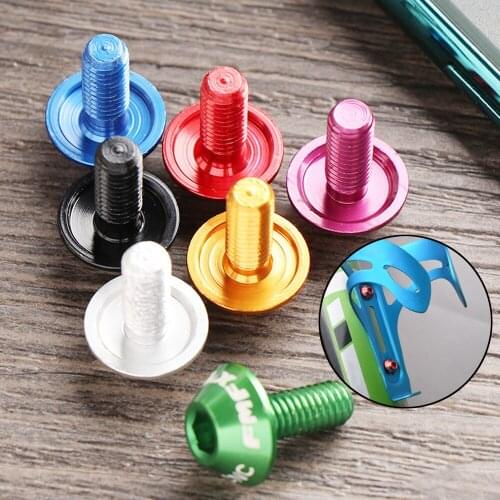 2Pcs Colorful Aluminum Alloy Mountain Bike Water Bottle Holder Cage Screw Bolts M5x12mm Screw Durable Bicycle Tools Accessories