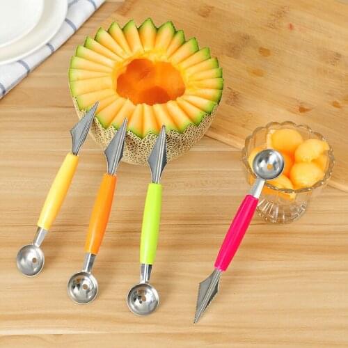 2 in1 Double-end Stainless Steel Carving Knife Fruit Knife DIY Fruit Platter Creative Ice Cream Dig Ball Scoop Kitchen Gadgets