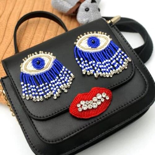 3Piece/set Fashion Beads eye Patches mouth patch Accessories DIY Applique Embroidery Sew On Patches for Garment Clothes sewing