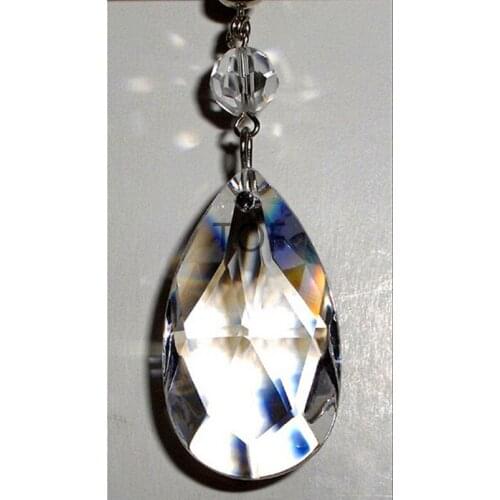 5 PCS 76MM CLEAR CRYSTAL GLASS ALMOND PRISM LAMP CHANDELIER PARTS X'MAS WEDDING PENDANT(+5PCS RINGS)