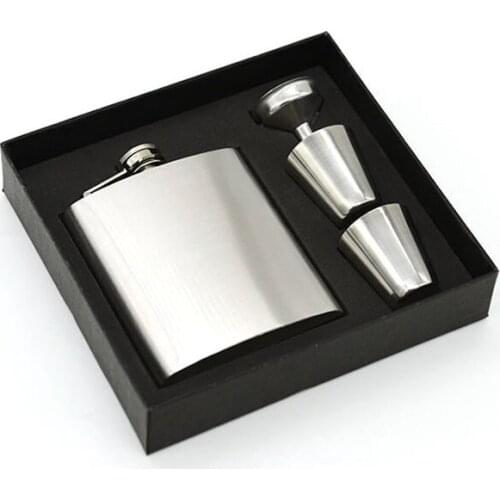 52sets/lot 7 OZ Hip Flask In Gift Box Mens Classic Pocket Flagon Bottle Creative Hip Flask With Funner & Cups ZA4855