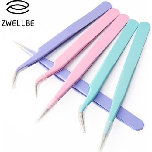 Colored Anti-Static Tweezers For Eyelash Extension Eyebrow Stainless Steel Set Beauty Precision Tweezers Makeup Kit Repair Tools