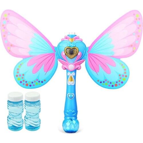 Kids Handheld Magic Wand Bubble Machine Electric Butterfly Bubble Blower Maker with Music Light Children Outdoor Garden Toy Gift