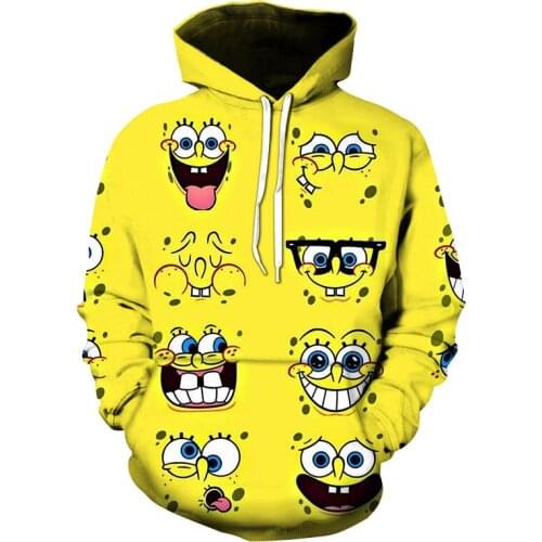 2021 New Family Outfits Mens Womens Hoodies 3D Printing Cute Spongeed Bob Baby Childrens Cartoon Casual Sweatshirt Cool Tops