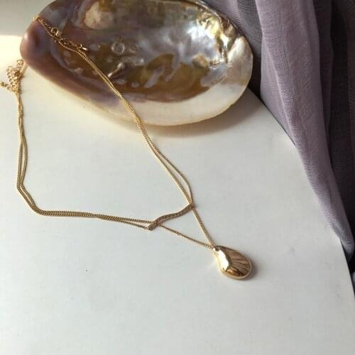 Yangliujia Double Metal Sweater Chain Contracted Joker Drop Pendant Necklace Fashion Personality Woman Jewelry, Gift Accessories