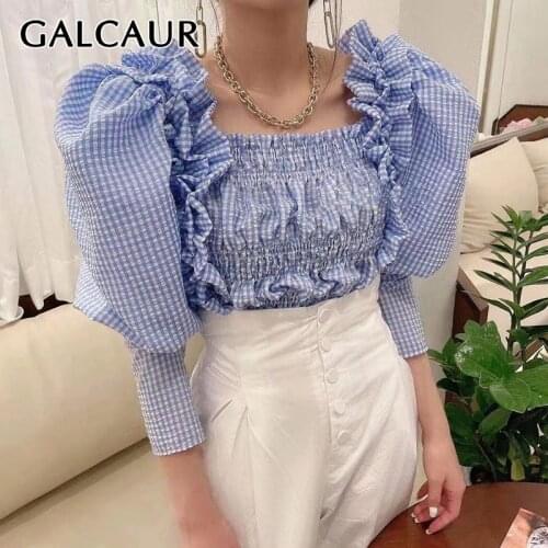 Блузки в клетку GALCAUR China At AliExpress