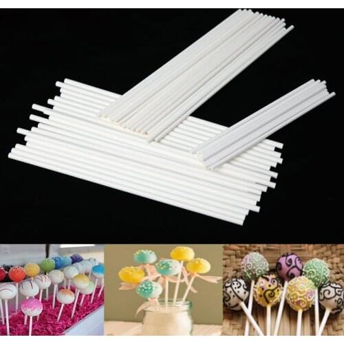 Hot 100 pcs Pop Sucker Sticks Chocolate Cake Lollipop Lolly Candy Making Mould White Sugar Sweet Pole Mold