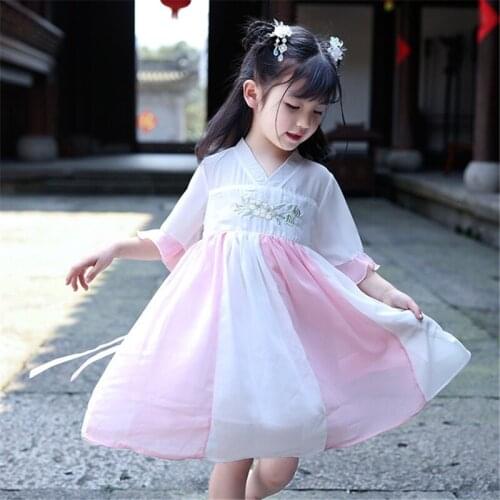 Hanfu girl childrens clothing spring summer female baby Tang suit little girl costume class clothes chinese style dress