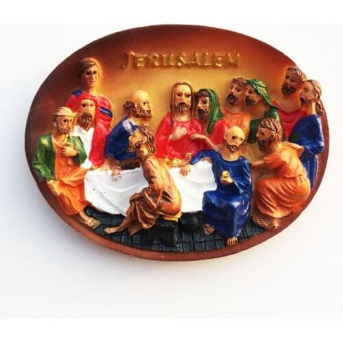 Israel Jerusalem Creative Tourism Memorial Decoration Crafts Oval Last Supper Magnetic Fridge Magnet