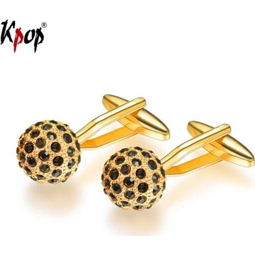 Kpop Microphone Cufflinks Fashion Man Jewelry Yellow Gold/Silver Color Austrian Rhinestone Cuff Links C2942