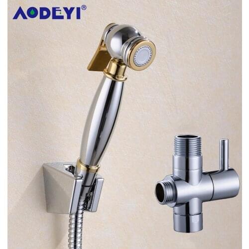 Brass Portable Bidet Sprayer Toilet Anal Shower Attachment Bathroom Sink Faucet Set Kit Premium Spray Gold