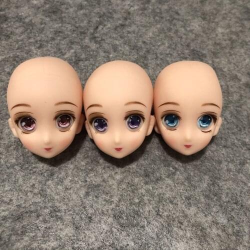 Blue Purple Pink Cute Pretty Glasses Eyes White Skin Doll Heads Amine Cartoon Design Doll Heads 14 Inches Joints Movable Body