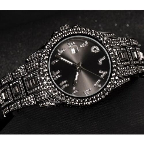 MISSFOX Mens Watch Gold Ice Out Diamond Luxury Top Brand Design Diver Watches For Man Waterproof Dropshipping relogio masculino