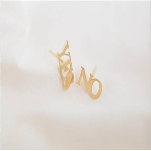 Fashion cute yes and no Post Stud earrings