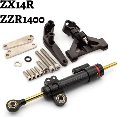 Motorcycle Accessories For Kawasaki ZX14R ZZR1400 ZZR 1400 ZX-14R 2006-2020 Fiber Carbon Steering Damper Stabilizer Bracket Kit