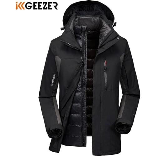 Winter Jacket Down Men Waterproof Outdoor Softshell Jacket 2 Sets Duck Hooded Military Warm Loose Parka Coat Thick High Quality