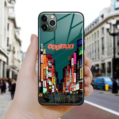 ODD TAXI Anime art design Soft Silicone Glass Phone Case Cover Shell For iPhone SE 6 6s 7 8 Plus X XR XS 11 12 Mini Pro Max