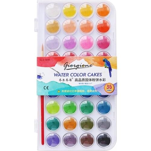 36 Colors Solid Watercolor Paint Pigment Watercolor Paper Plastic Box for Artists Painting Drawing Supplies
