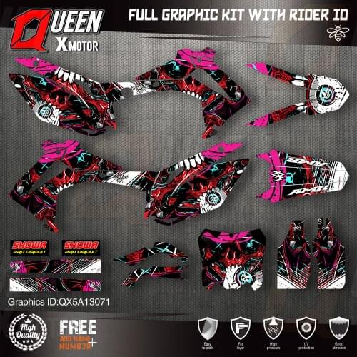 QUEEN X MOTOR Custom Team Graphics Backgrounds Decals Stickers Kit For HONDA 2014-2017 CRF250R 2013-2016 CRF450R 071