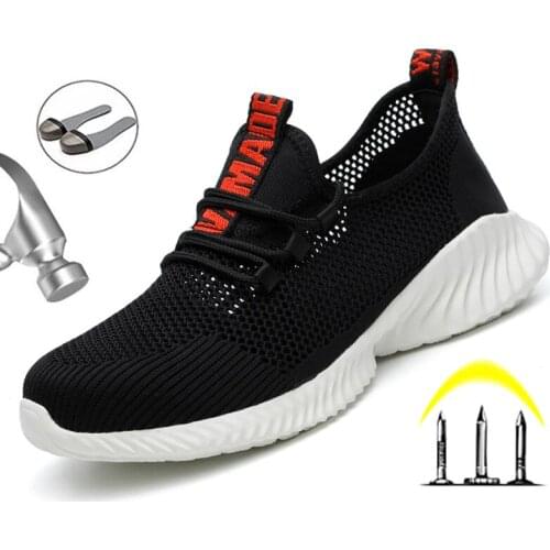 Work Shoes for Men Boots Anti-Smashing Puncture Proof Work Safety Shoes Man Sneakers Lightweight Breathable Footwear Shoes Male