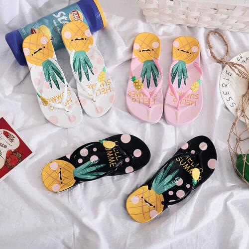 Summer Big girl Lady Pineapple Strawberry Casual Flip Flops Girls Home Slip Beach Sand Flip Flops 8kinds 36-40 P01