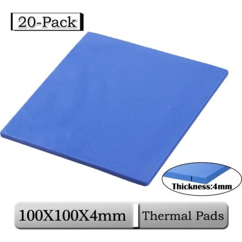 20Pcs/Lot Gdstime 100x100x4mm 4mm Thickness Heatsink Pad Conductive Thermal 100x4mm 0.4cm Blue Thermal Pad Silicone CPU Cooling
